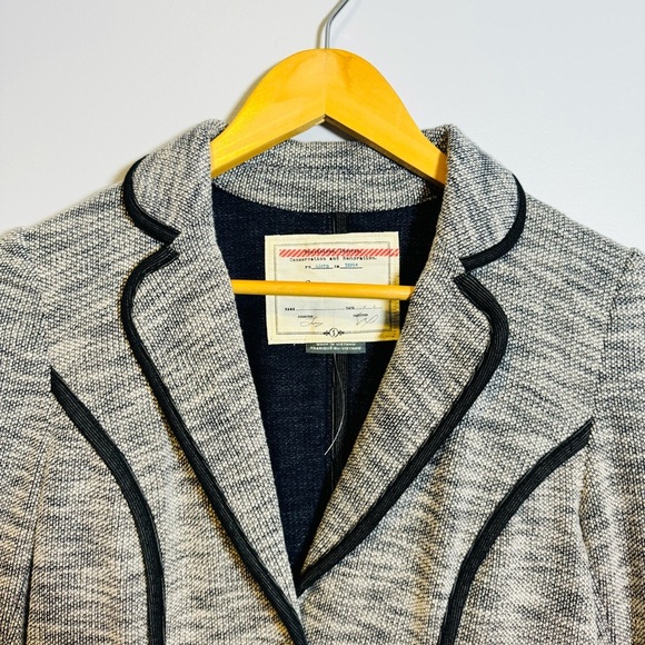 NWOT Anthropologie Cartonnier Navy Blue Button Front Knit Blazer - Picture 4 of 9